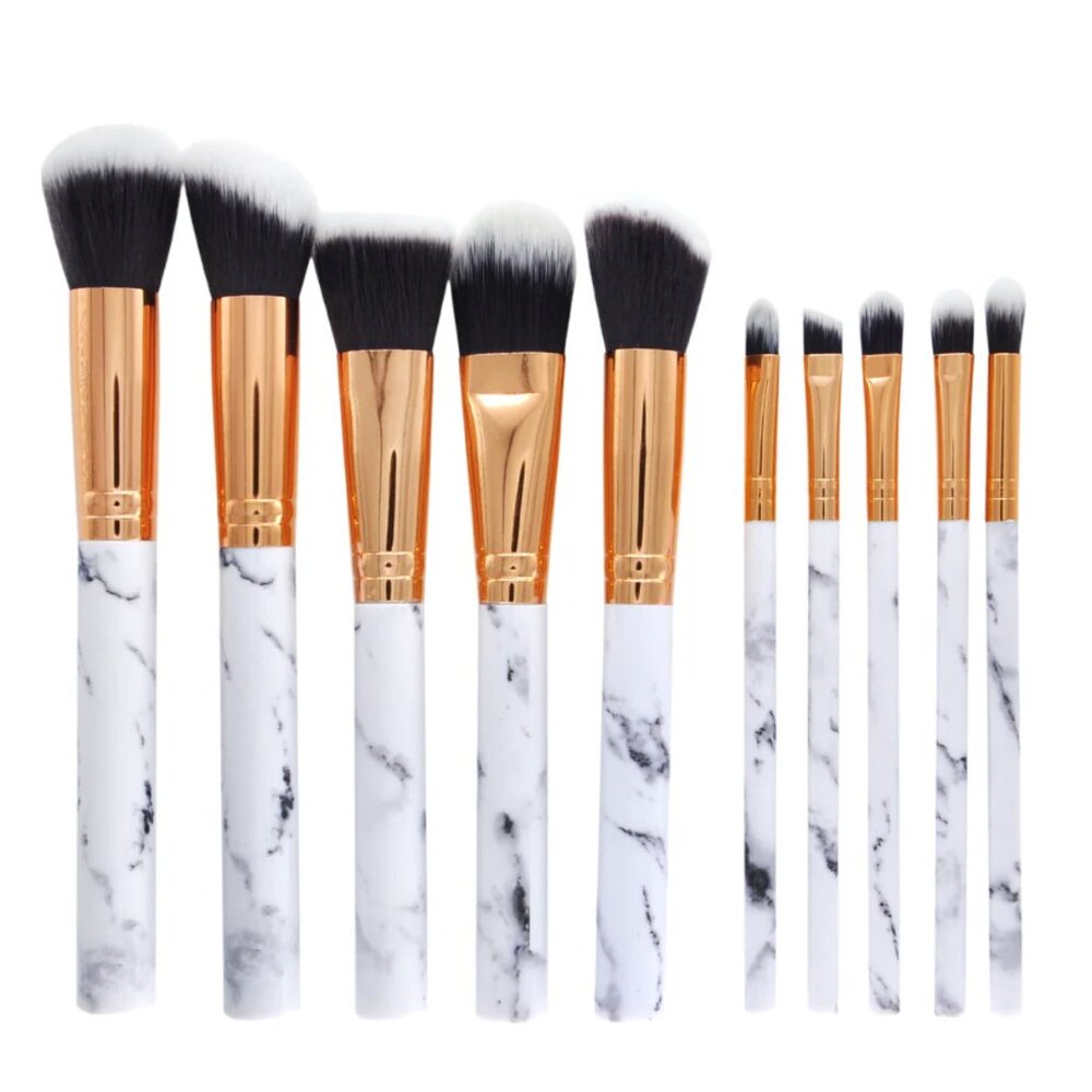 HARPER BELLE BEAUTY White Marble 10-Piece Makeup Brush Set